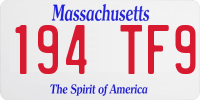 MA license plate 194TF9