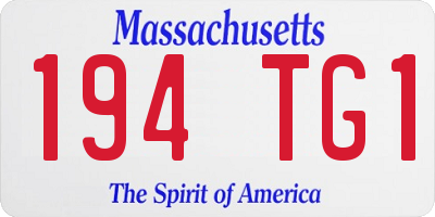 MA license plate 194TG1