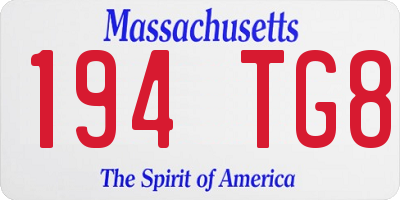 MA license plate 194TG8