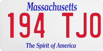 MA license plate 194TJ0