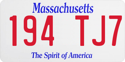 MA license plate 194TJ7