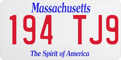 MA license plate 194TJ9