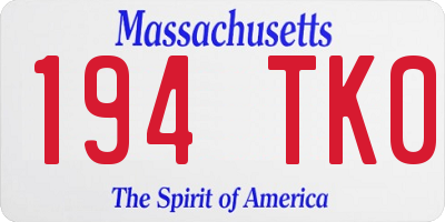 MA license plate 194TK0