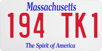 MA license plate 194TK1