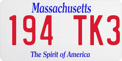 MA license plate 194TK3