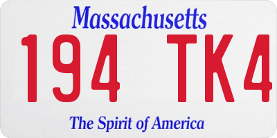 MA license plate 194TK4