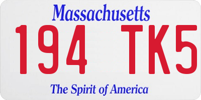MA license plate 194TK5