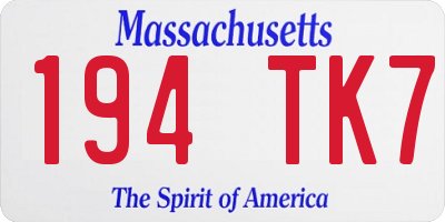 MA license plate 194TK7