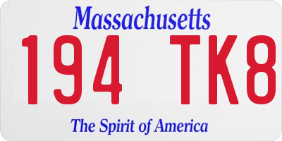 MA license plate 194TK8