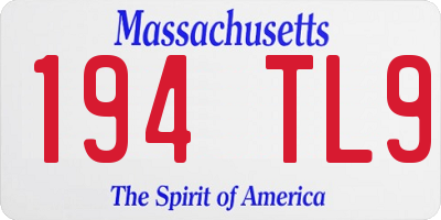 MA license plate 194TL9