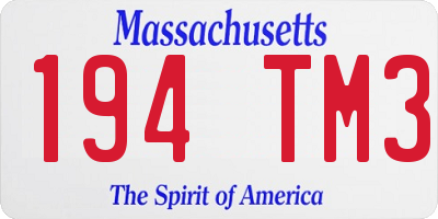 MA license plate 194TM3