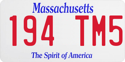 MA license plate 194TM5