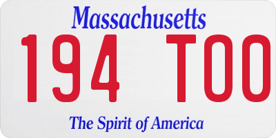 MA license plate 194TO0