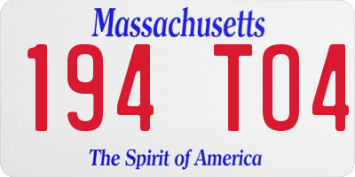 MA license plate 194TO4