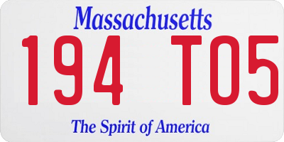 MA license plate 194TO5