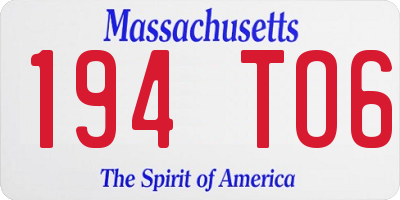 MA license plate 194TO6