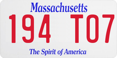 MA license plate 194TO7
