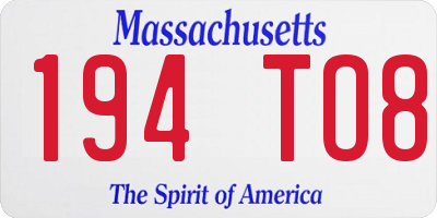 MA license plate 194TO8