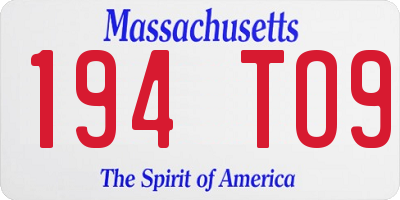 MA license plate 194TO9