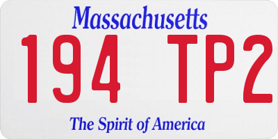 MA license plate 194TP2