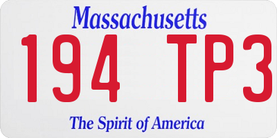 MA license plate 194TP3