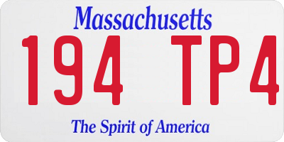 MA license plate 194TP4