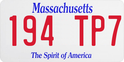 MA license plate 194TP7