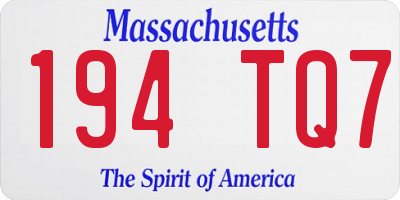 MA license plate 194TQ7