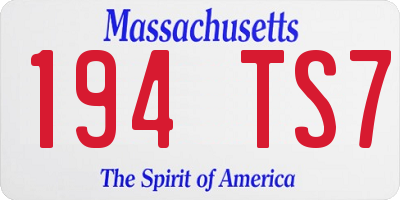 MA license plate 194TS7