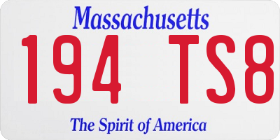 MA license plate 194TS8