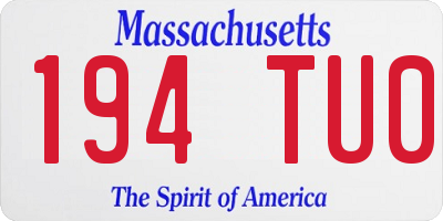 MA license plate 194TU0