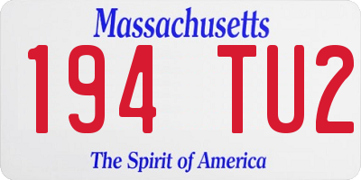 MA license plate 194TU2