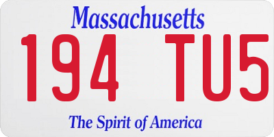 MA license plate 194TU5
