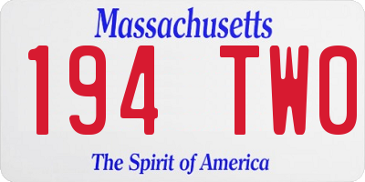MA license plate 194TW0