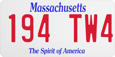 MA license plate 194TW4
