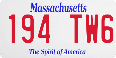 MA license plate 194TW6