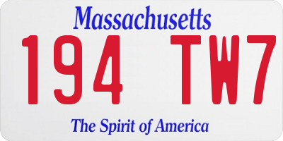 MA license plate 194TW7
