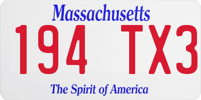 MA license plate 194TX3
