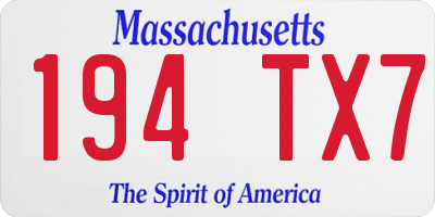 MA license plate 194TX7