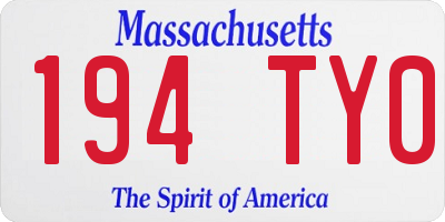 MA license plate 194TY0