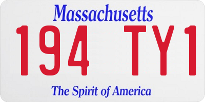 MA license plate 194TY1
