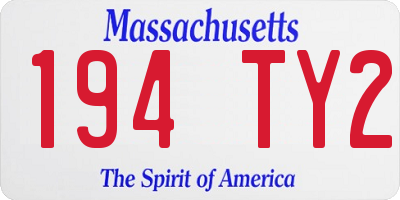 MA license plate 194TY2