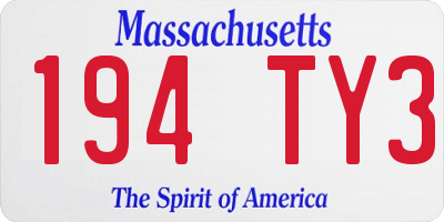MA license plate 194TY3