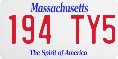 MA license plate 194TY5