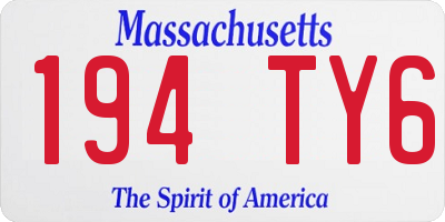 MA license plate 194TY6