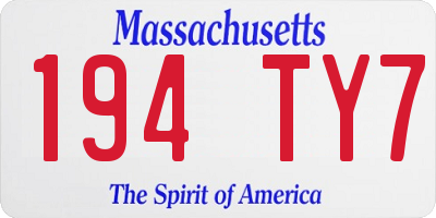 MA license plate 194TY7