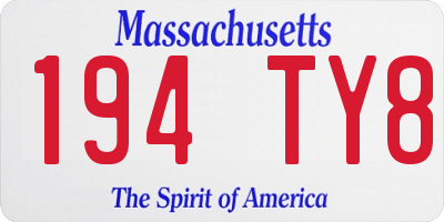 MA license plate 194TY8