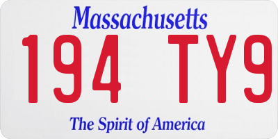 MA license plate 194TY9
