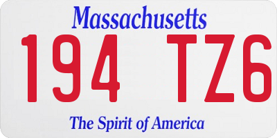 MA license plate 194TZ6