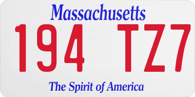 MA license plate 194TZ7
